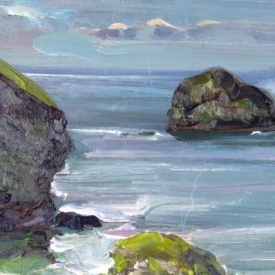 Gull Rock, Cornwall, 10x10ins. oil on canvas