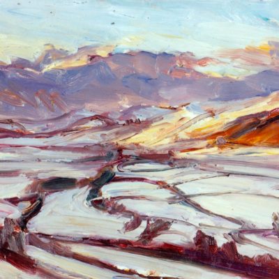 View-over-Dee-Valley-snow-and-sunshine-18-x-14ins-oil-on-board