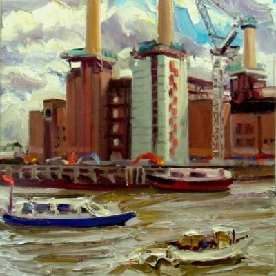 View-towards-Battersea-Power-Station-breezy-day-Oil-on-canvas